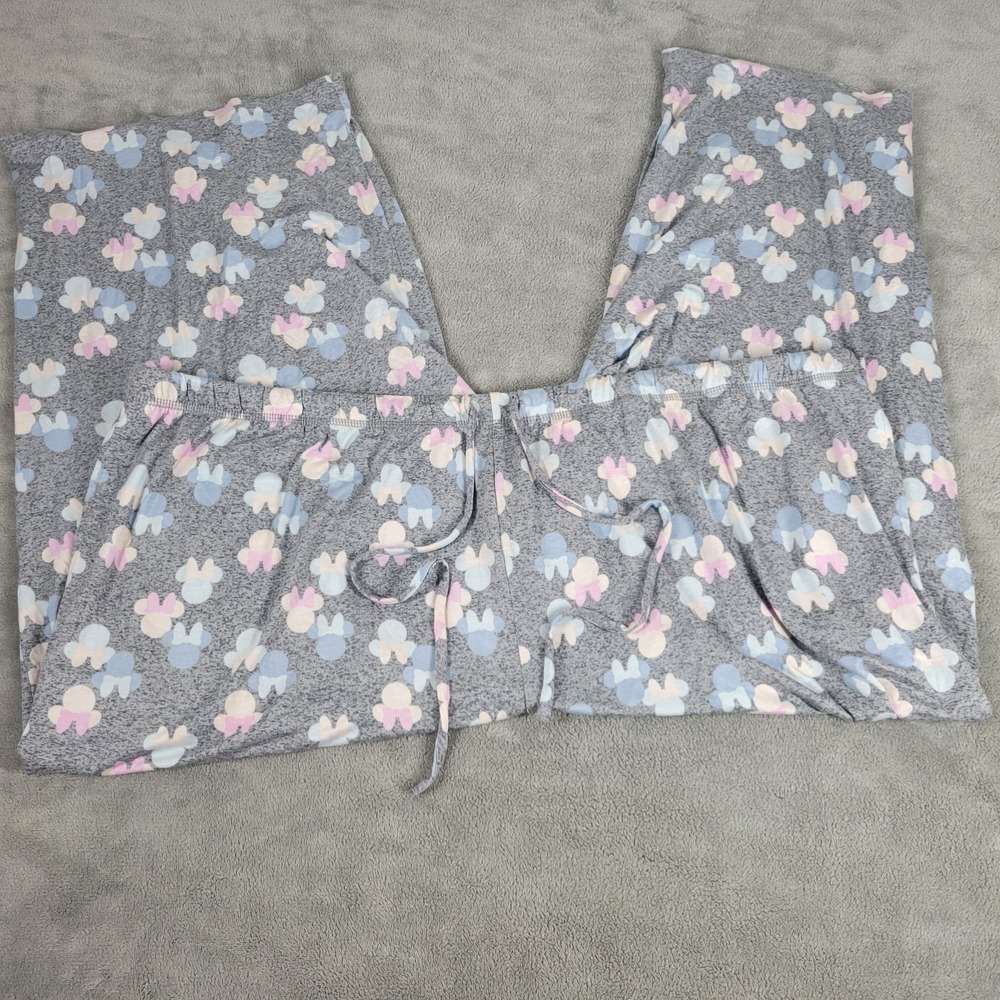Disney Womens Pajama Pants Size 3X Grey Pastel Mickey Minnie Mouse Drawstring